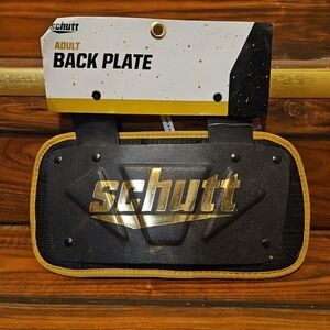 NWT Schutt Varsity  Gold & Black Chrome Football Back Plate Adult With Hardware